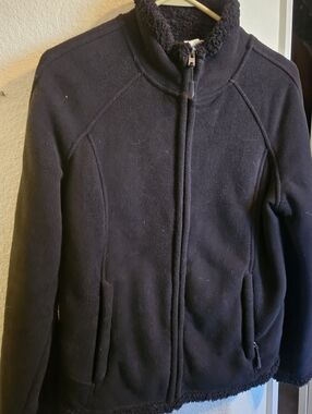 Black Plush Sherpa Zip-Up Jacket